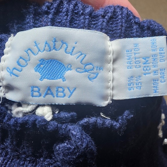 VTG Hanstrings Baby Kids Navy Blue Snowman Christmas Cardigan Sweater 18M - Picture 3 of 4